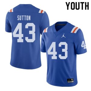 Youth Florida Gators #43 Nicolas Sutton NCAA Jordan Brand Royal Throwback Alternate Authentic Stitched College Football Jersey KUC6662HJ